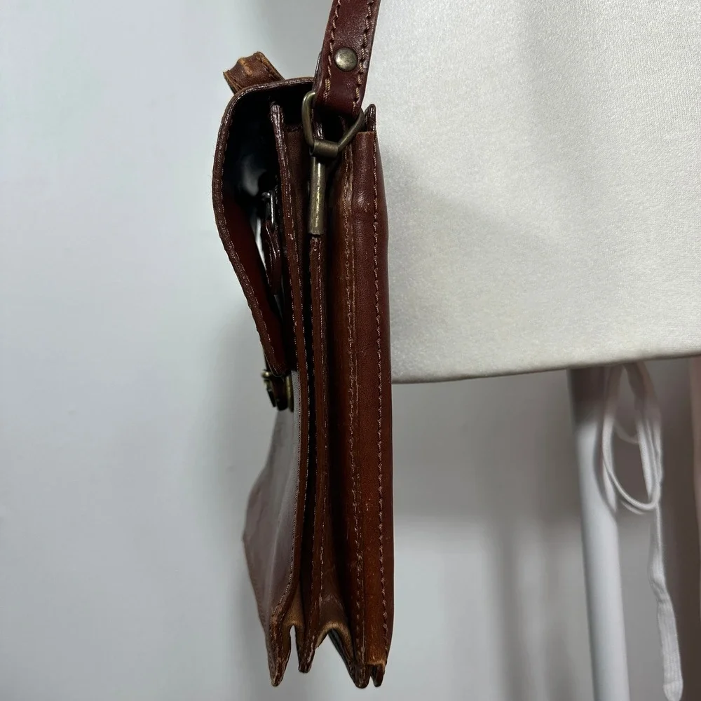 Vintage Genuine Leather Organizer Crossbody Bag Brown Messenger Purse Travel